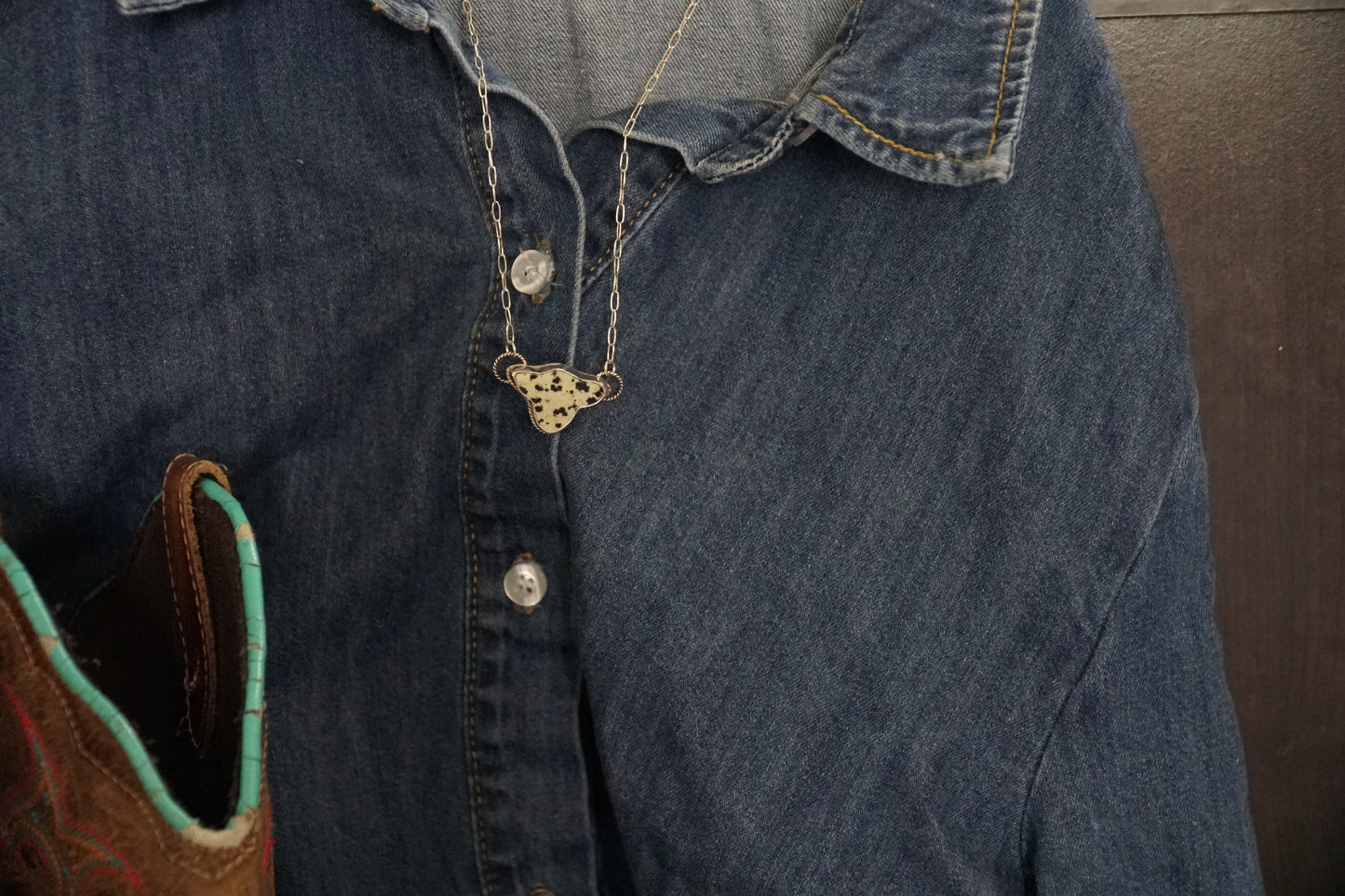 🤠Dalmatian jasper cow necklace