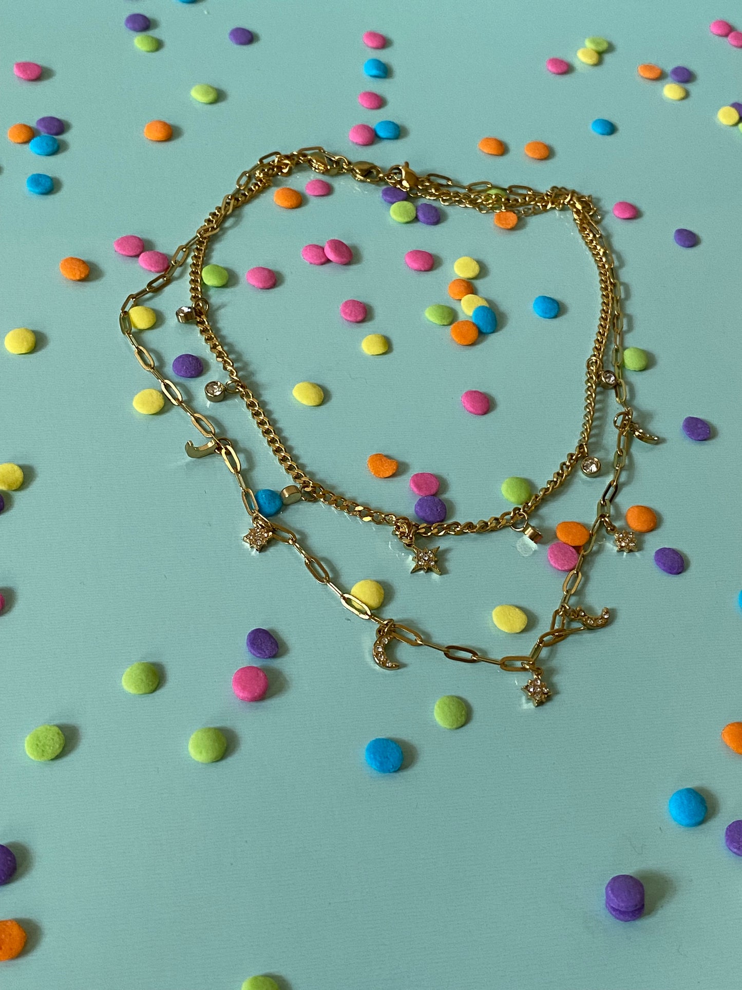 🎉moon and stars charm necklace