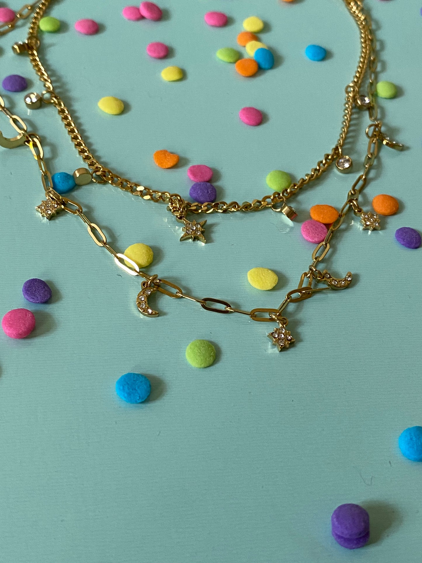 🎉moon and stars charm necklace