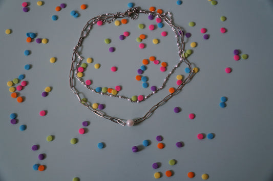🎉silver pearl necklace set