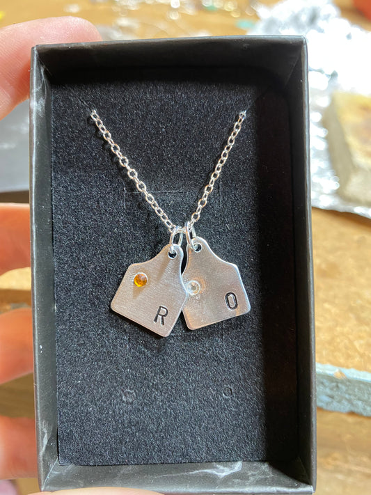 Cow tag necklace