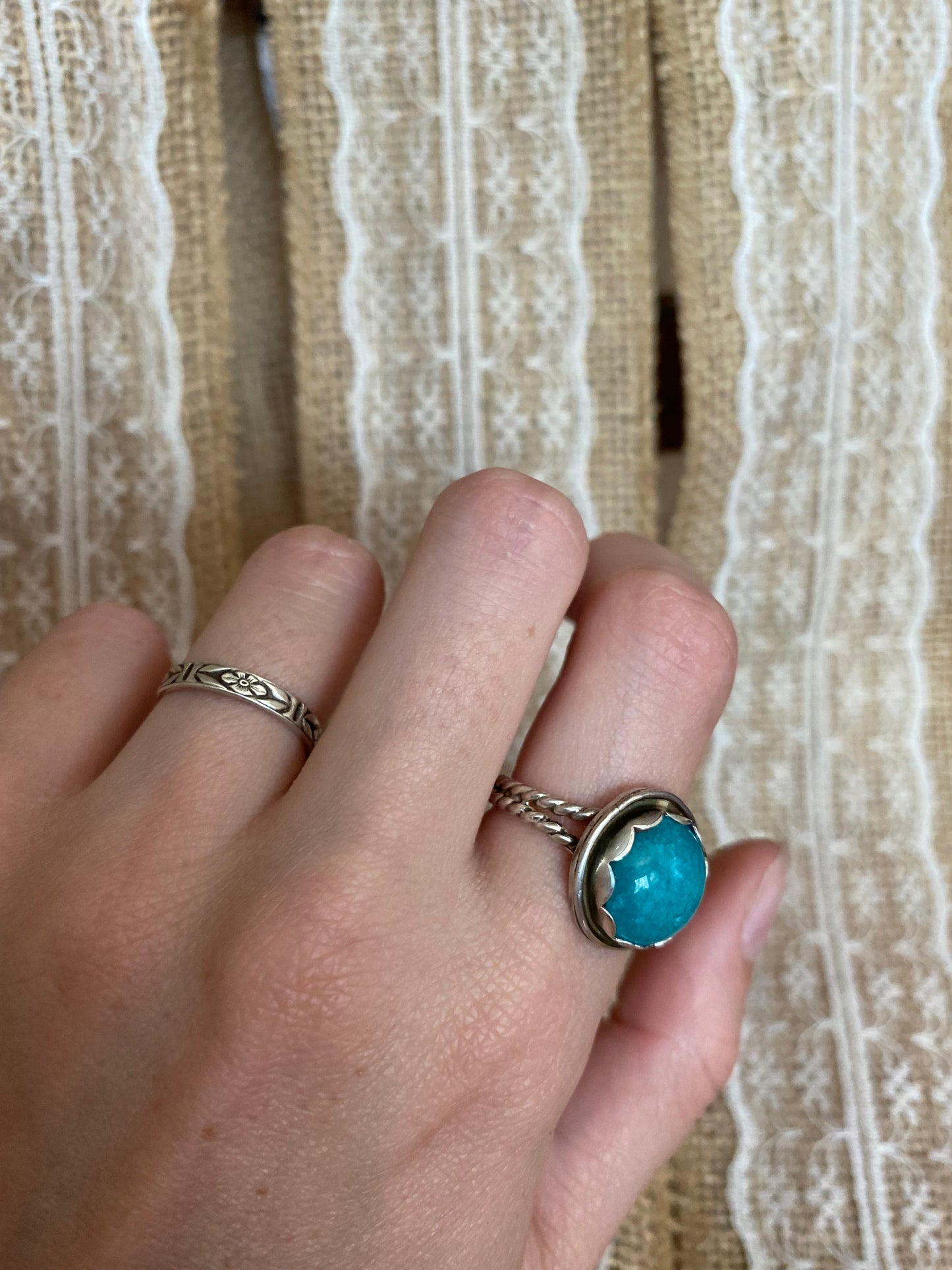 Sea blue ring size 6
